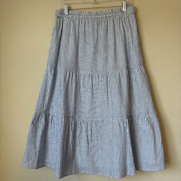 Talbots Tiered Nautical Cotton Midi Skirt - Picture 8 of 9